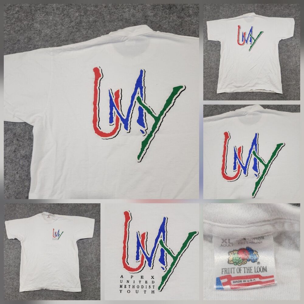VTG 90s UMY Apex United Methodist Youth Mens XL Christian Religion Jesus T Shirt